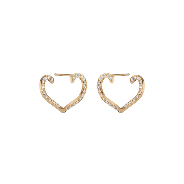 Open Heart Earrings - Diamonds
