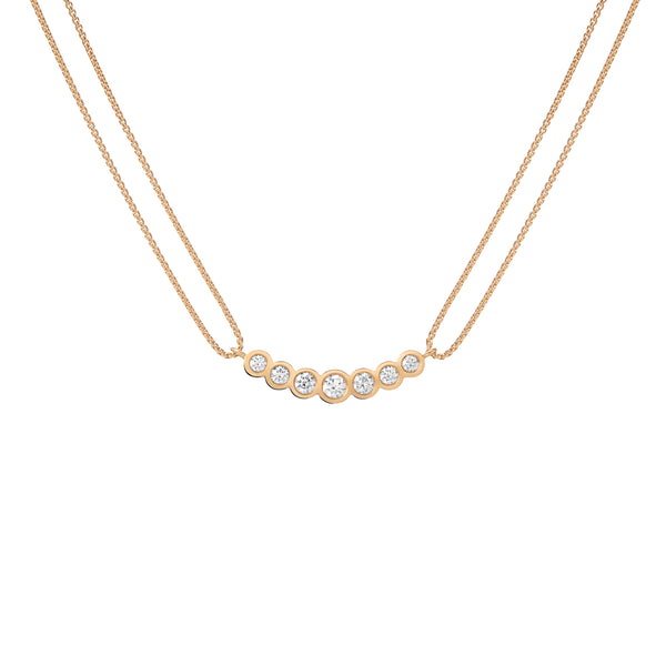 Curved Black Enamel Necklace - Diamond