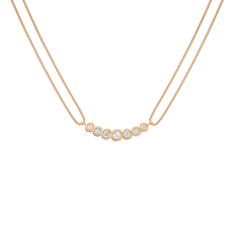 Curved Black Enamel Necklace - Diamond