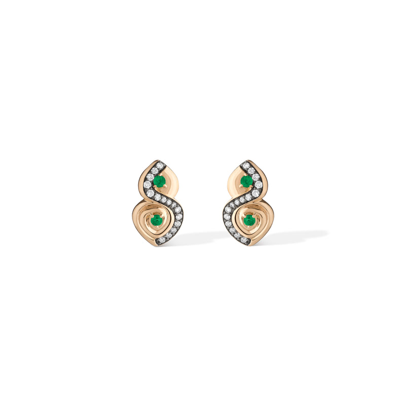 Symbio Emerald/black Rhodium Stud Earrings