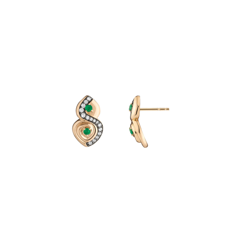 Symbio Emerald/black Rhodium Stud Earrings