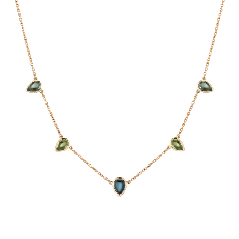 Multi-Gemstone Chain Necklace 14K Yellow Gold 32