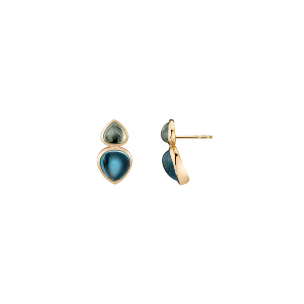 18k Yellow Gold Tourmaline Blue Topaz Earrings HAL23-E002 Halleh Jewelry