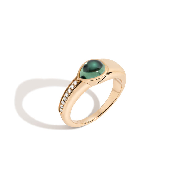 18k Yellow Gold Tourmaline Diamond Stackable Ring HA23-R003 Halleh Jewelry