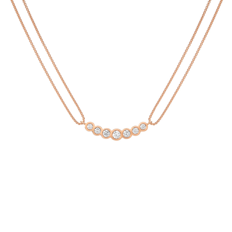 Curved White Enamel Necklace - Diamond