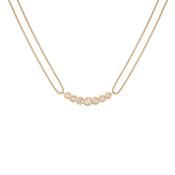 Curved White Enamel Necklace - Diamond