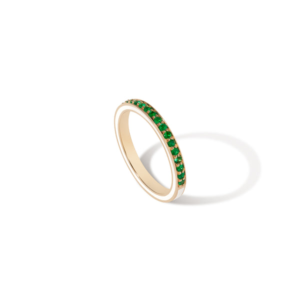 1.5 MM White Enamel Band - Emerald