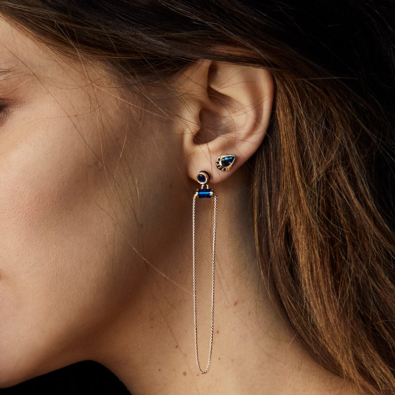 Alise Earrings - Deep Blue Enamel