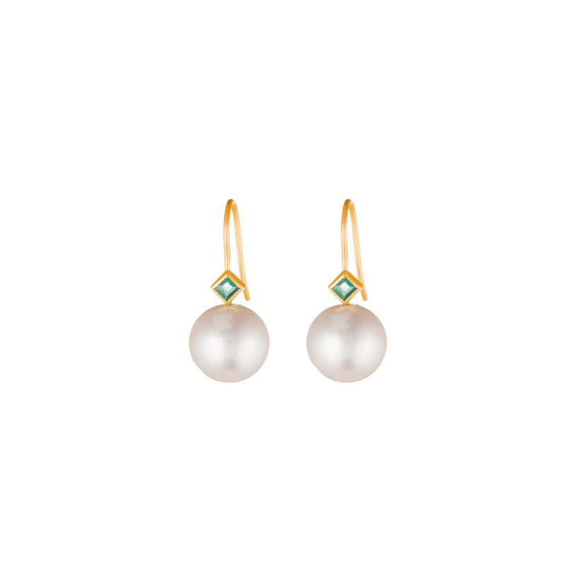 Princess Pearl Earrings - Emerald