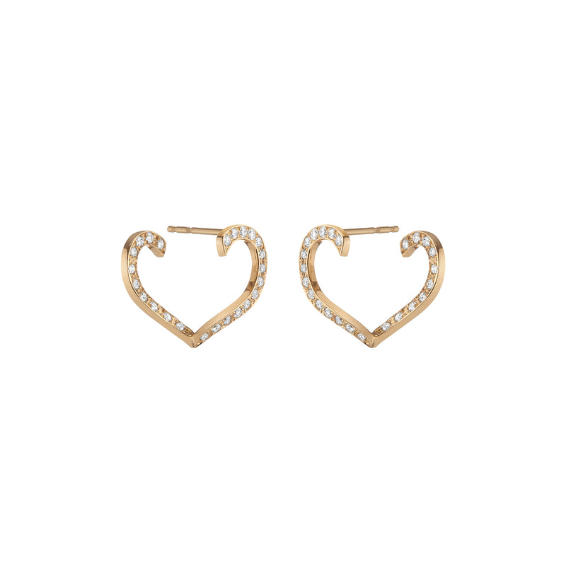 Open Heart Earrings - Diamonds