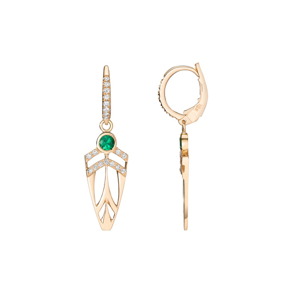 Mini Supernova Arrowhead Earrings - Emerald