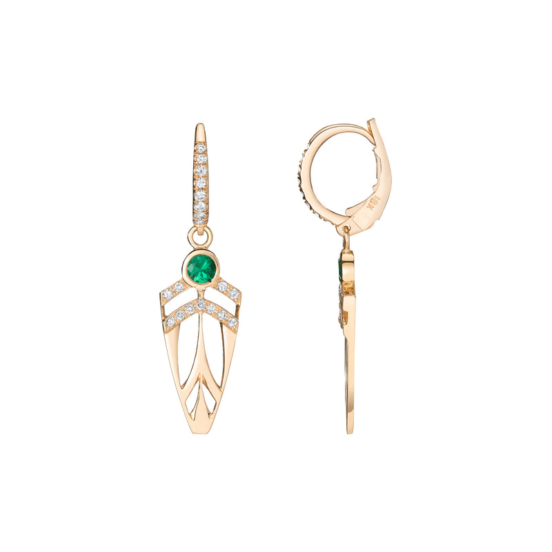 Mini Supernova Arrowhead Earrings - Emerald