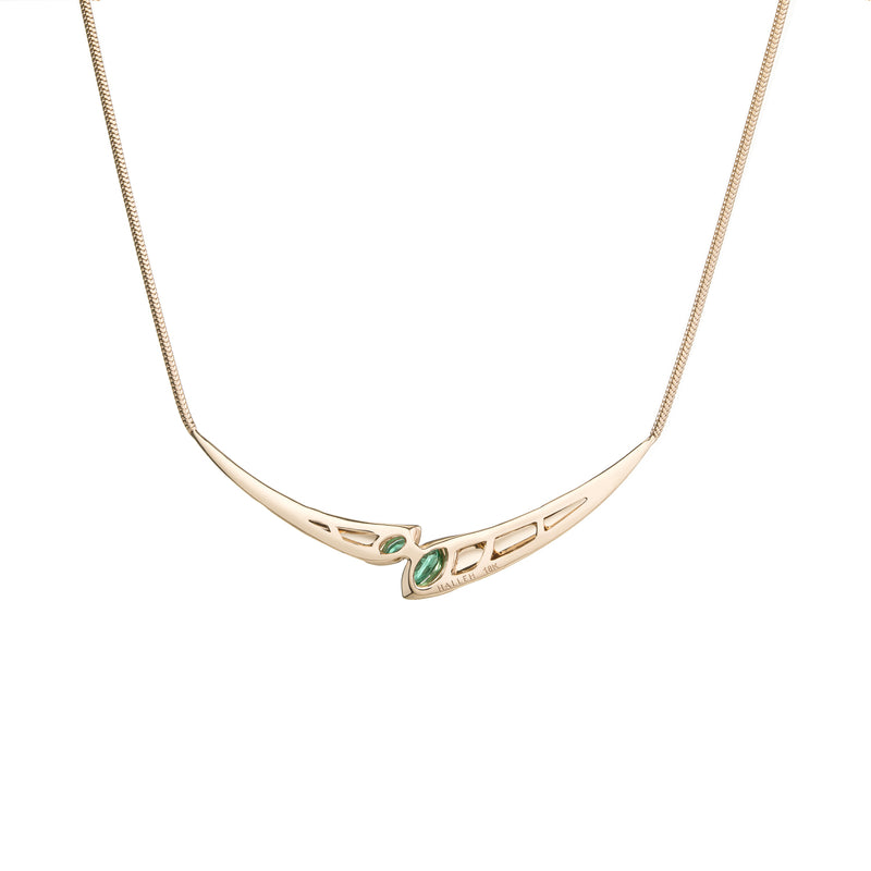 Mini Echo Wave Necklace - Emeralds